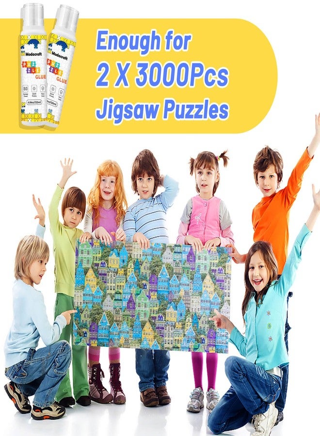 Modacraft 2 Pack 120ml Jigsaw Puzzle Glue with New Sponge Head, Suitable for 1000/3000/5000 Pieces of Paper and Wood Puzzle, Clear Water-Soluble Quick Dry Jigsaw Puzzle Glue, 240ml in Total - Image 3
